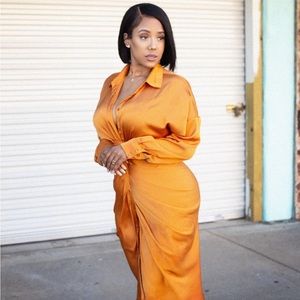 Orange Ruched Dress